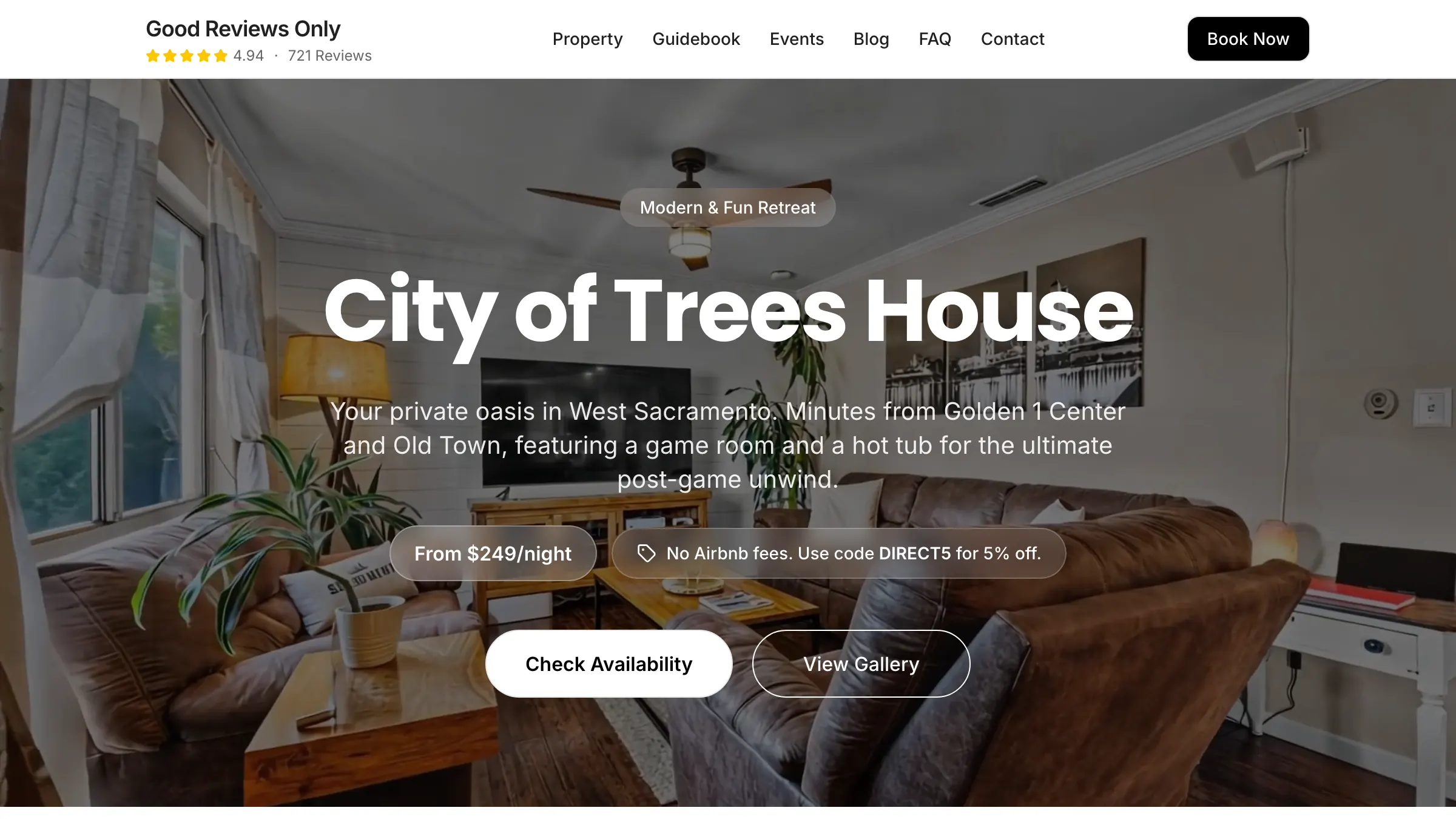 City of Trees House — Sacramento vacation rental with 4.94 rating and 722+ reviews
