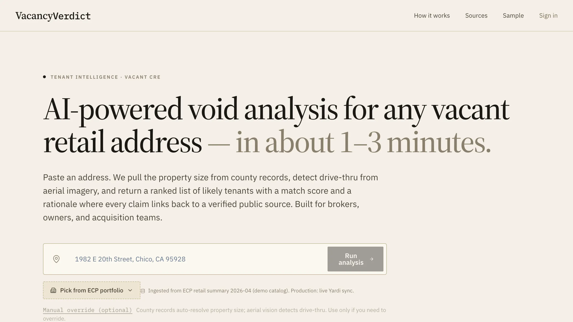 VacancyVerdict — AI-powered retail tenant matching for commercial real estate